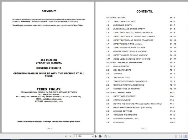 Terex Finlay Crusher 638 Operation Manual 1