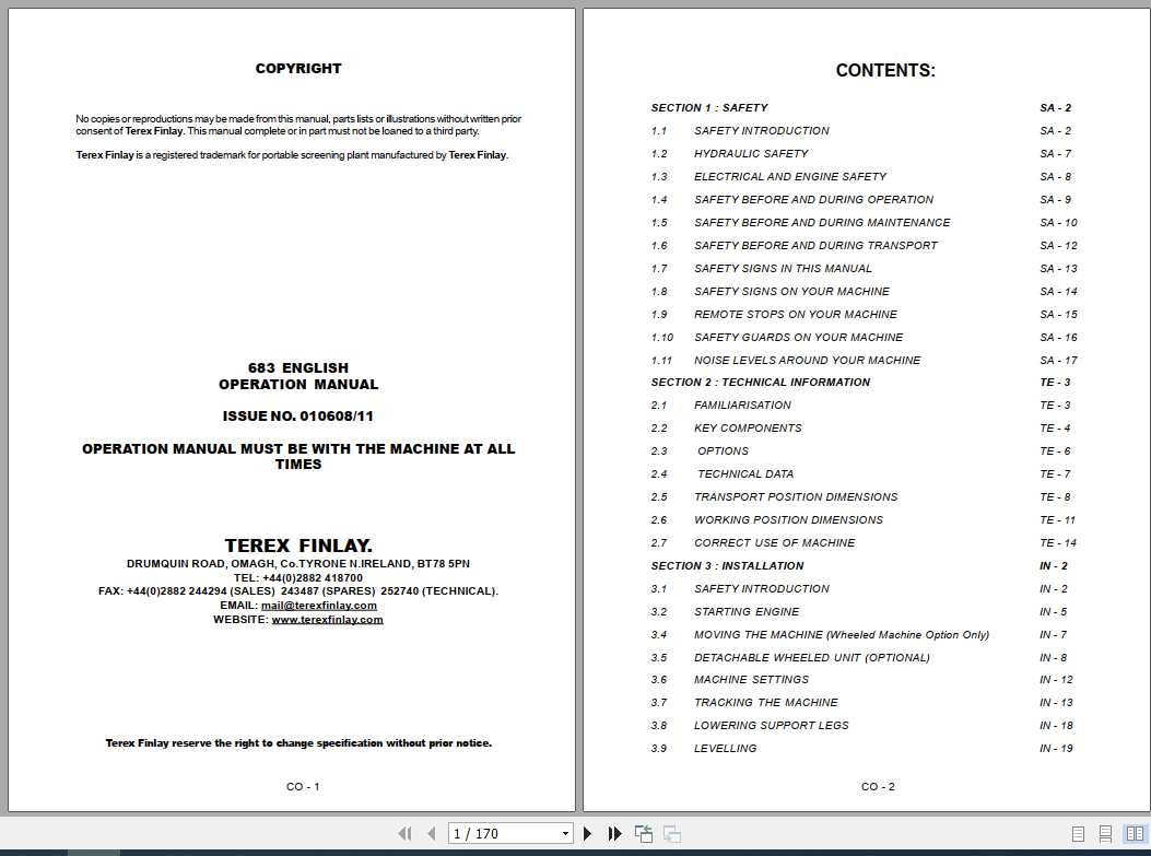 Terex Finlay Crusher 638 Operation Manual 1