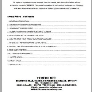 Terex Finlay Crusher 684 Parts Catalog 1