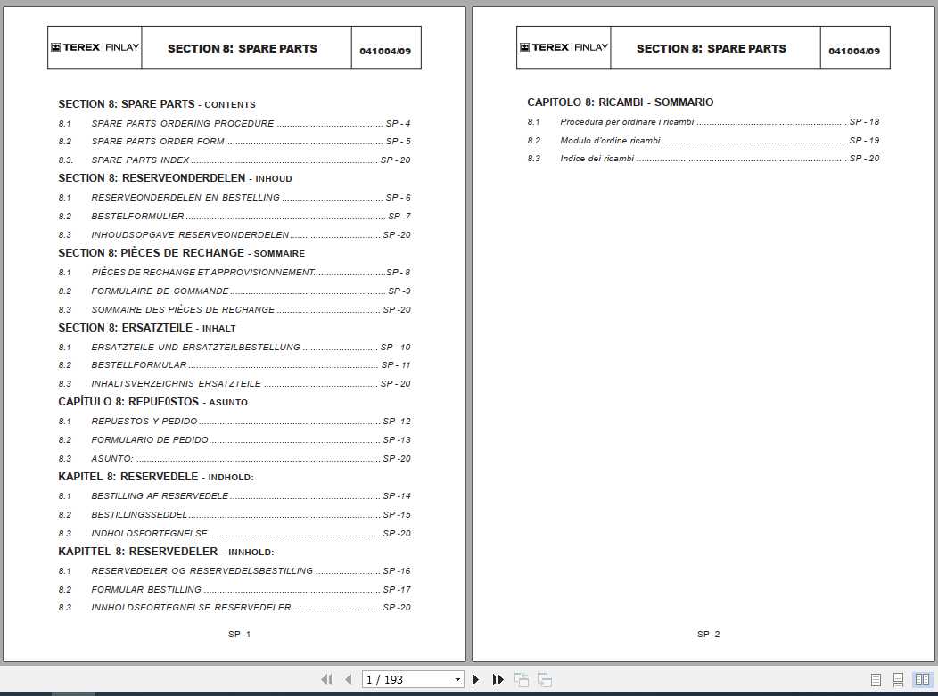 Terex Finlay Crusher 693 Parts Catalog ES 1