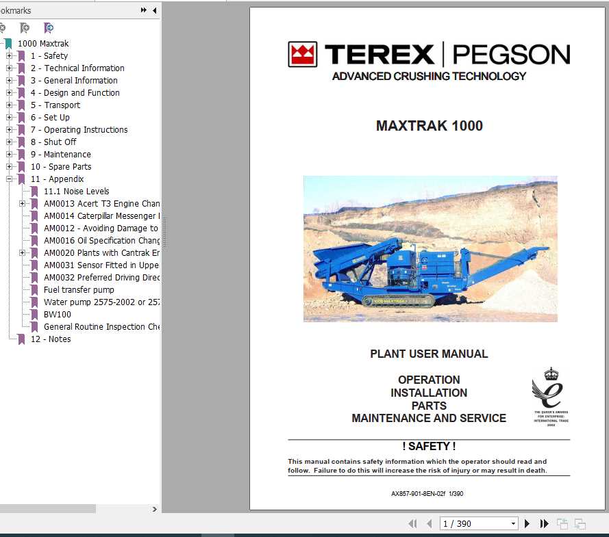 Terex Finlay Crusher Maxtrak 1000 Plant User Manual 1
