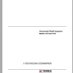 Terex Finlay Horizontal Shaft Impactor 1313 1316 Operation Maintenance Manual 1