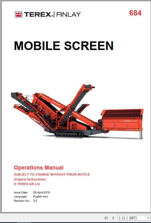 Terex Finlay Mobile Screen 684 Operations Manual 1