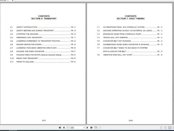 Terex Finlay Screener Hydratrak 595 Operations Manual 2