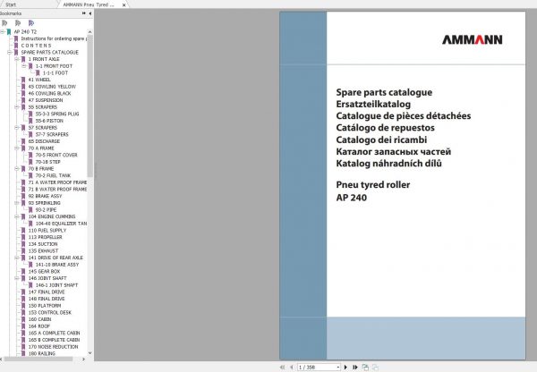 AMMANN Pneu Tyred Roller AP240 Spare Parts Catalogue 1