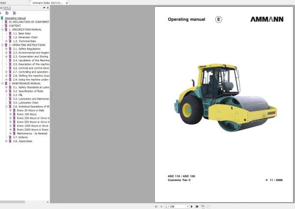 Ammann Roller ASC110 ASC150 Cummins Tier II 11.2006 Operation Manual 1