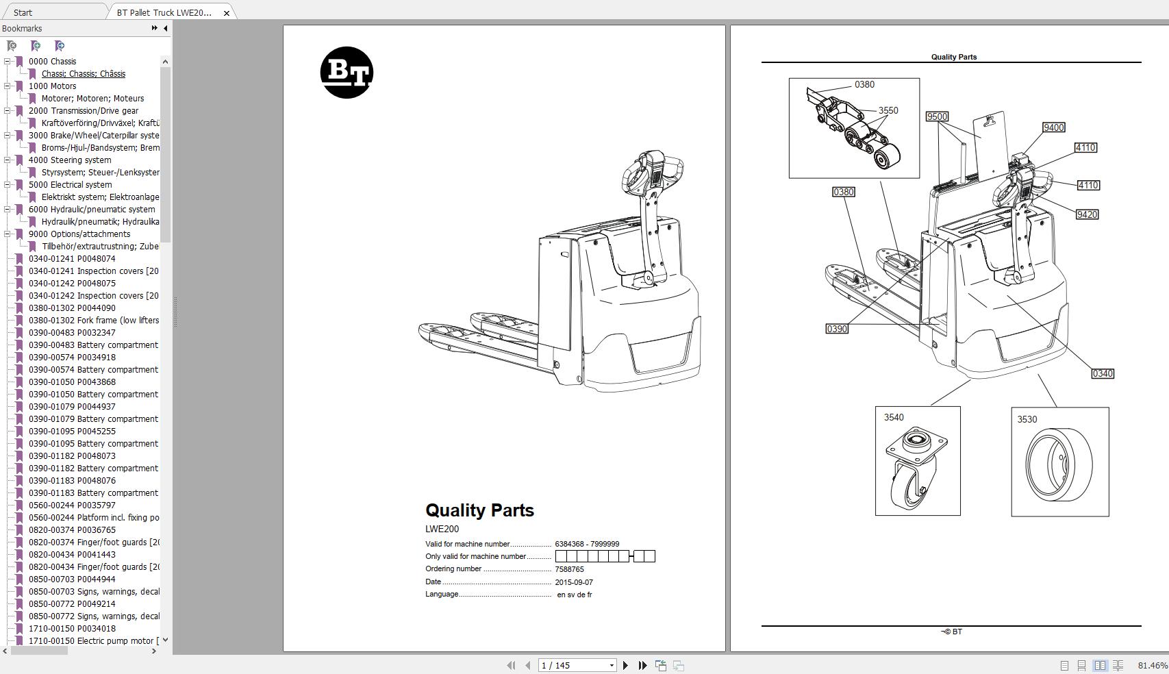BT Pallet Truck LWE200 Quality Parts Manual 7588765 1