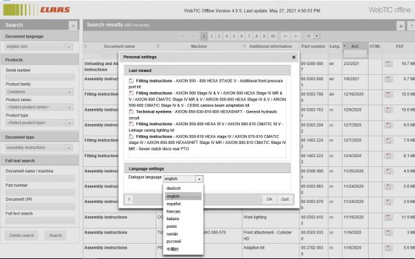 CLAAS WebTIC Offline 4.0.5 06.2021 Operator Manual Repair Manual and Service Documentation EN DVD 3