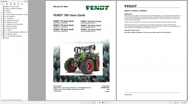 FENDT TRACTOR 15.7GB PDF Diagrams Operator Workshop Manuals Spanish ES DVD 1 1