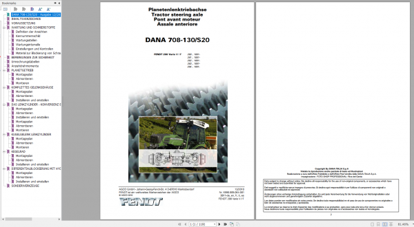 FENDT TRACTOR 24.3GB PDF Diagrams Operator Workshop Manuals German DVD 1