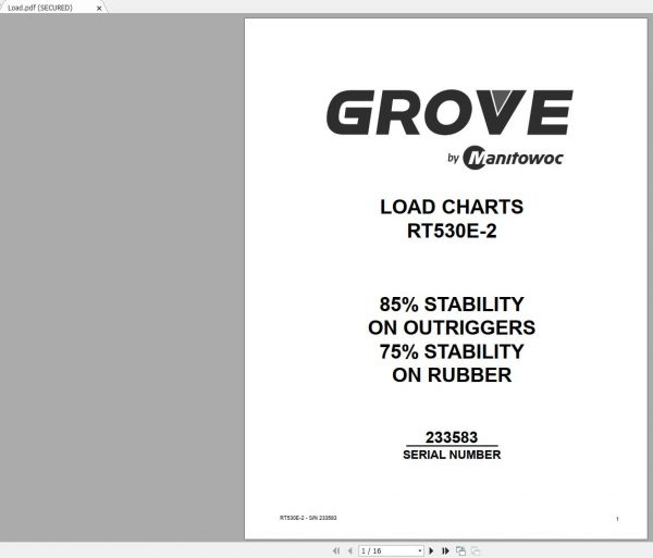 GROVE Mobile Crane RT530E 2 233583 Shop Manual 1