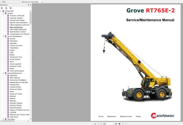 GROVE Mobile Crane RT765E 2 232298 Shop Manual 1
