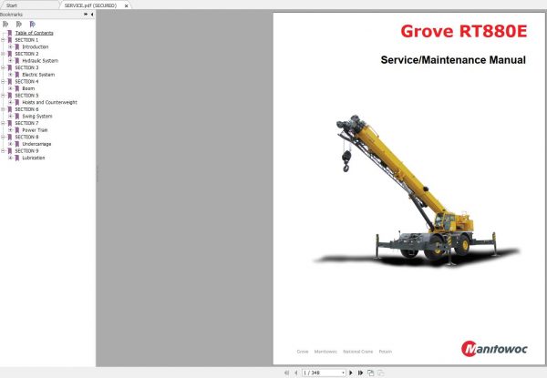 GROVE Mobile Crane RT880E4 235173 Shop Manual 1