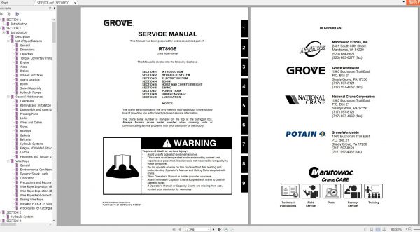 GROVE Mobile Crane RT890E 226523 Shop Manual 1
