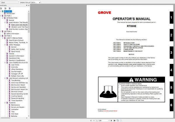 GROVE Mobile Crane RT890E 230582 Shop Manual 1