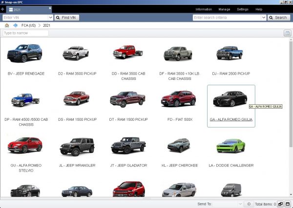 General Motors GMNA EPC 05.2021 Chrysler FCA EPC5 05.2021 03 Car Select