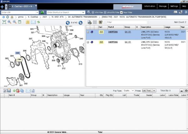 General Motors GMNA EPC 05.2021 Chrysler FCA EPC5 05.2021 9 GMNA Part Number