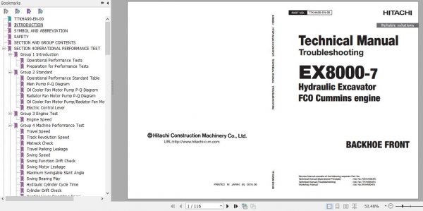 Hitachi Hydraulic Excavator EX8000 7 Full ManualsEN 1