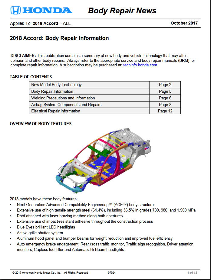 Honda Accord 20182019 10th Generation (+Hybrid) Service Manual Wiring
