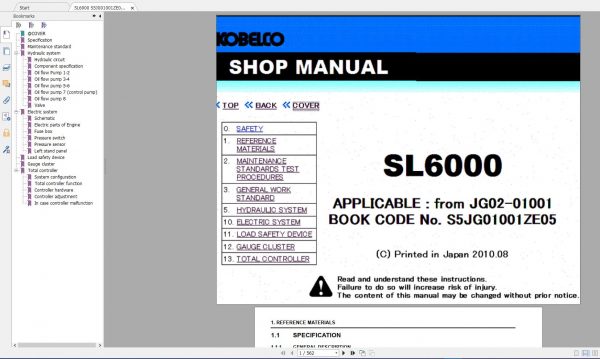 Kobelco Crawler Crane SL6000 550 Ton Shop Manual Schematic Diagram 1