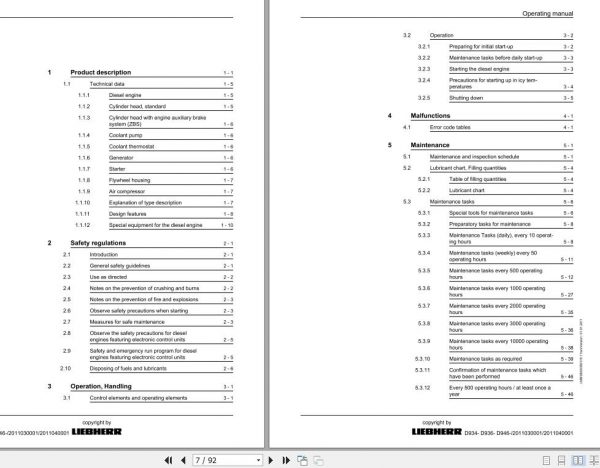 Liebher Diesel Engine D934 D936 D946 Operating Manual 31 03 2021 2
