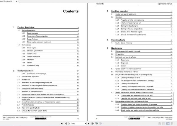 Liebher Diesel Engine D9512 A7 04 A7 00 Operators Manual 31 03 2021 2