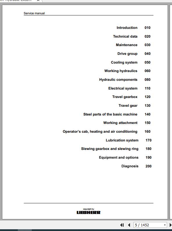 Liebherr Hydraulic Excavator R922 R934 1486 1866 Service Manual 03 2021 2