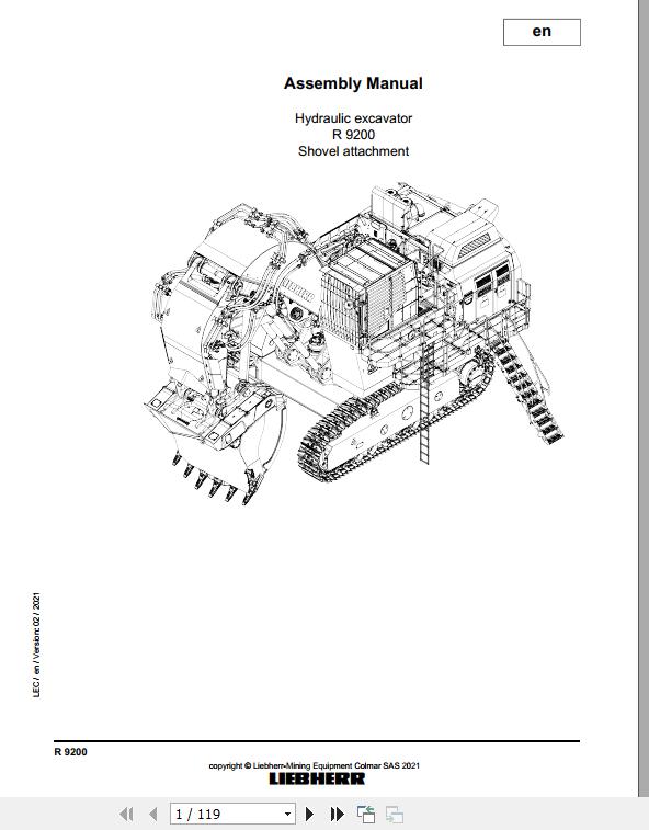 Liebherr Mining Crawler Excavator R9200 Shovel Assembly Manual 02 2021 1