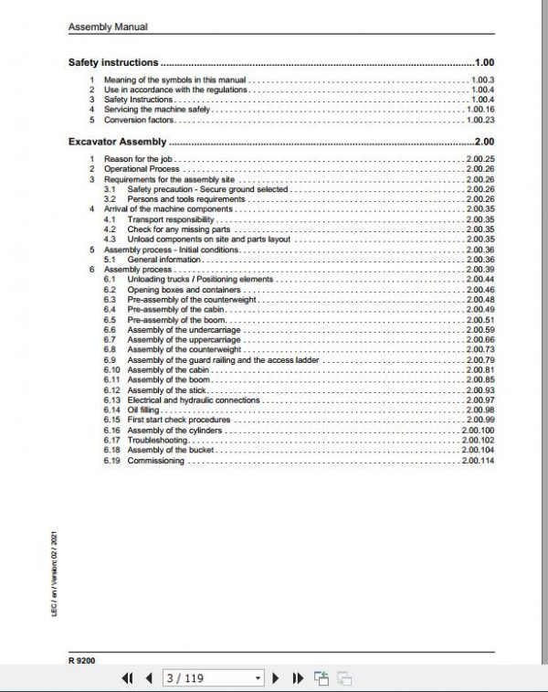 Liebherr Mining Crawler Excavator R9200 Shovel Assembly Manual 02 2021 2