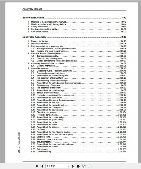 Liebherr Mining Crawler Excavator R9600 Backhoe Assembly Manual 03 2021 2