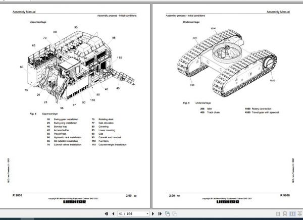 Liebherr Mining Crawler Excavator R9800 Shovel Assembly Manual 03 2021 3