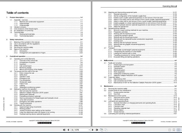 Liebherr Mining Crawler Excavators R9150 1657 1857 38079 Operating Manual 03 2021 2