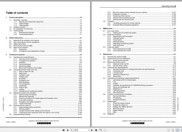 Liebherr Mining Crawler Excavators R9200 410 40001 Operating Manual 03 2021 2