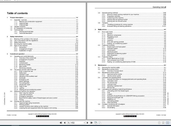 Liebherr Mining Crawler Excavators R9250 1357 30616 Operating Manual 03 2021 2
