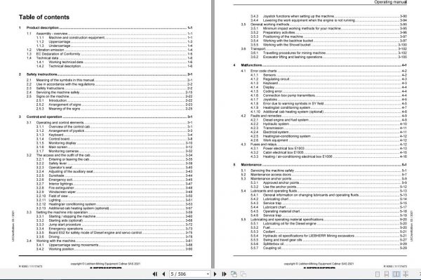 Liebherr Mining Crawler Excavators R9350 1369 30617 Operating Manual 03 2021 2