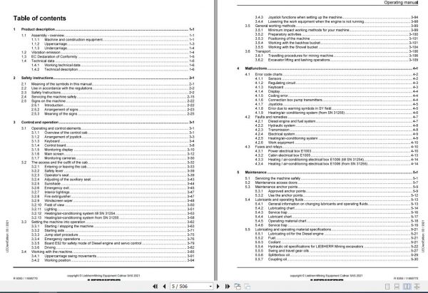 Liebherr Mining Crawler Excavators R9350 411 1001 Operating Manual 03 2021 2