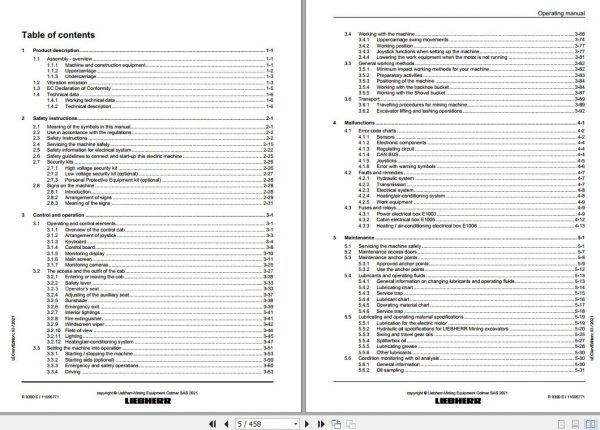 Liebherr Mining Crawler Excavators R9350E 771 12947 Operating Manual 03 2021 2