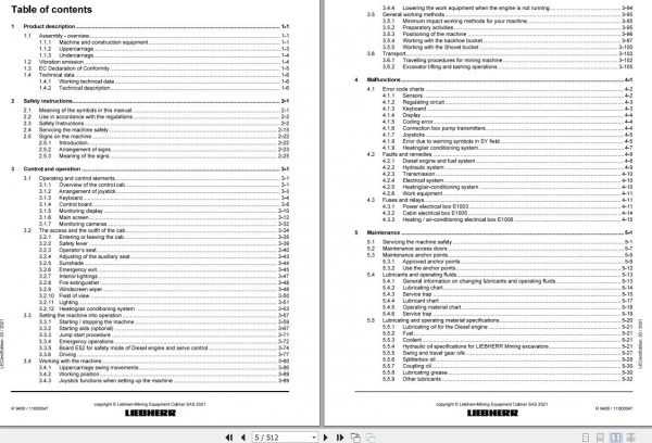 Liebherr Mining Crawler Excavators R9400 1257 1407 26377 Operating Manual 03 2021 2