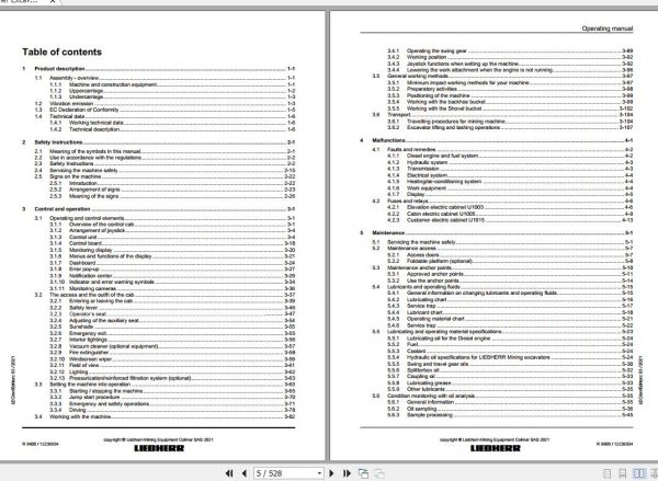 Liebherr Mining Crawler Excavators R9600 1391 47002 Operating Manual 03 2021 2