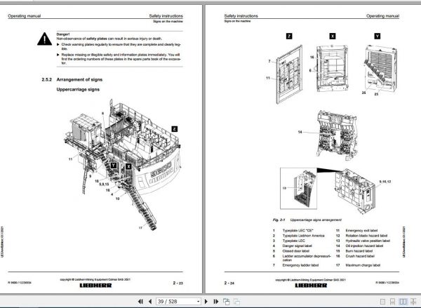 Liebherr Mining Crawler Excavators R9600 1391 47002 Operating Manual 03 2021 3