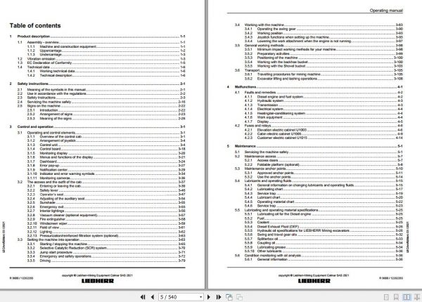Liebherr Mining Crawler Excavators R9600 1679 47001 Operating Manual 03 2021 2