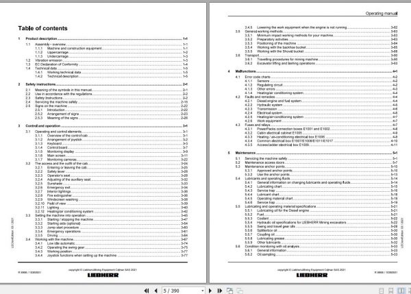 Liebherr Mining Crawler Excavators R996B 1281 26049 Operating Manual EN 03 2021 4