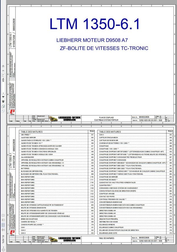 Liebherr Mobile Crane LTM 1350 6.1 D9508A7 350 Ton Wiring Diagram Liccon Errror Code Manual 1