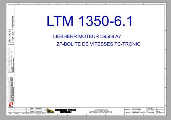 Liebherr Mobile Crane LTM 1350 6.1 D9508A7 350 Ton Wiring Diagram Liccon Errror Code Manual 10
