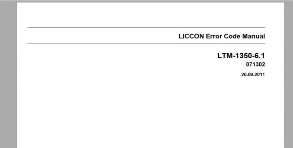 Liebherr Mobile Crane LTM 1350 6.1 D9508A7 350 Ton Wiring Diagram Liccon Errror Code Manual 8