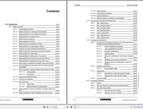 Liebherr Telecospic Handler T 35 6 1680 3A 05 20156 Service Manual 2