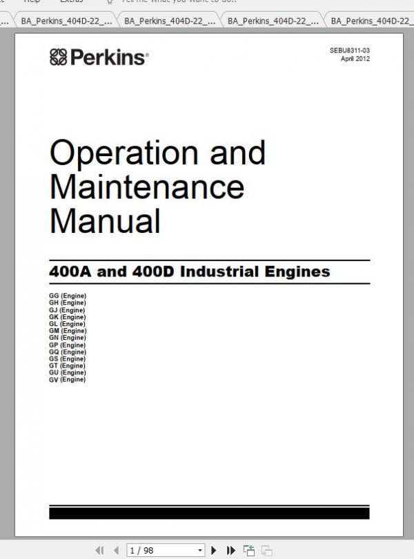 Perkins Engine 400A 400D Operation Maintenance Manual 1