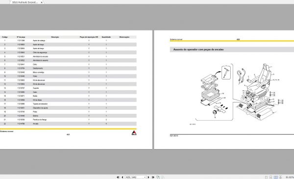 SDLG Hydraulic Excavator LG6225E Parts Catalog Por 3
