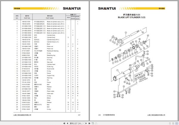 SHANTUI BULLDOZERS SD22 SD22D SD22E SD22R SD22S PARTS BOOK ENCH 3
