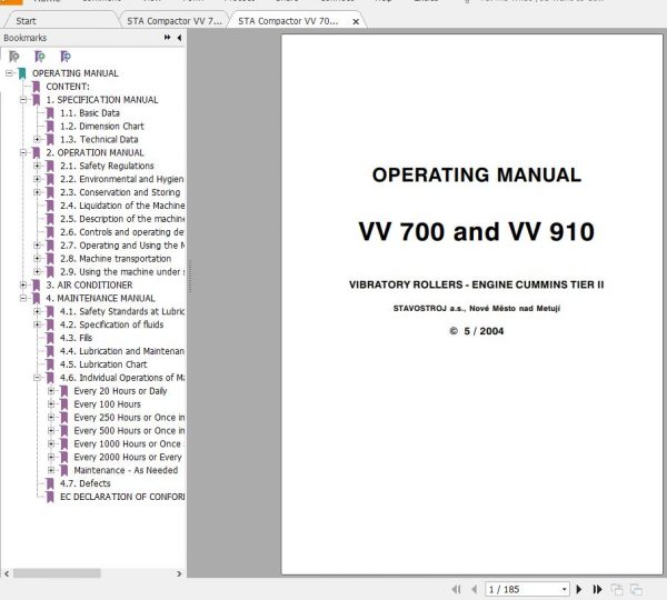 STA Compactor VV 700 VV 910 Operating Manual 1